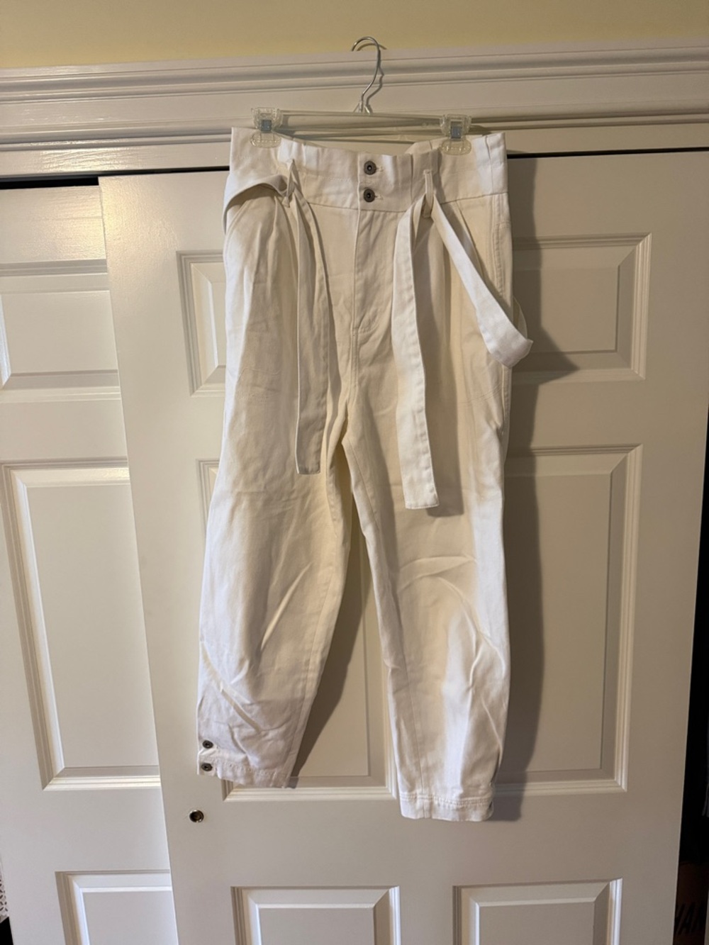 Something Navy White Pants with Branded Waist Label